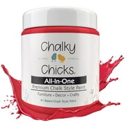 Chalky Chicks 16 Fl Oz Matte Poppy (Deep Red-Pink) Chalk Paint for Furniture Without Sanding - No Prep Furniture Paint No Sanding All in One for Crafts, Wood, Walls, Cabinet, Metal