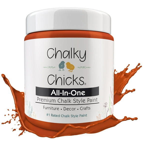 Chalky Chicks 16 Fl Oz Matte Pumpkin Pie Orange Chalk Paint for Furniture Without Sanding - No Prep Furniture Paint No Sanding All in One for Crafts, Wood, Cabinet, Walls, Metal, Dresser, Farmhouse