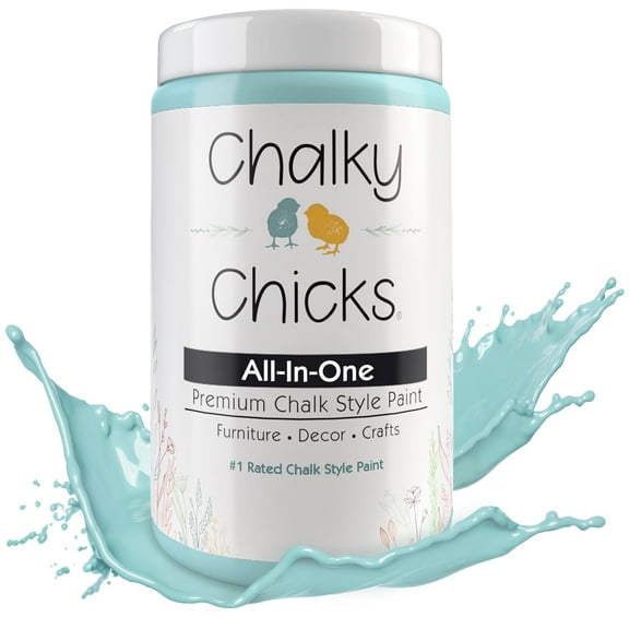 Chalky Chicks 32 Fl Oz Matte Rain Drop (Light Blue) Chalk Paint for Furniture Without Sanding, No Prep Furniture Paint No Sanding All in One for Crafts, Wood, Walls, Cabinet, Metal