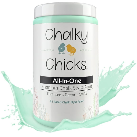 Chalky Chicks 32 Fl Oz Matte Wintergreen (Mint) Chalk Paint for Furniture Without Sanding - No Prep Furniture Paint No Sanding All in One for Crafts, Wood, Walls, Cabinet, Metal, Dresser, Farmhouse