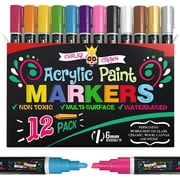 Chalky Crown - Acrylic Paint Markers - Water Based Reversible Tip Paint Pens - 6 mm (12 Per Pack)