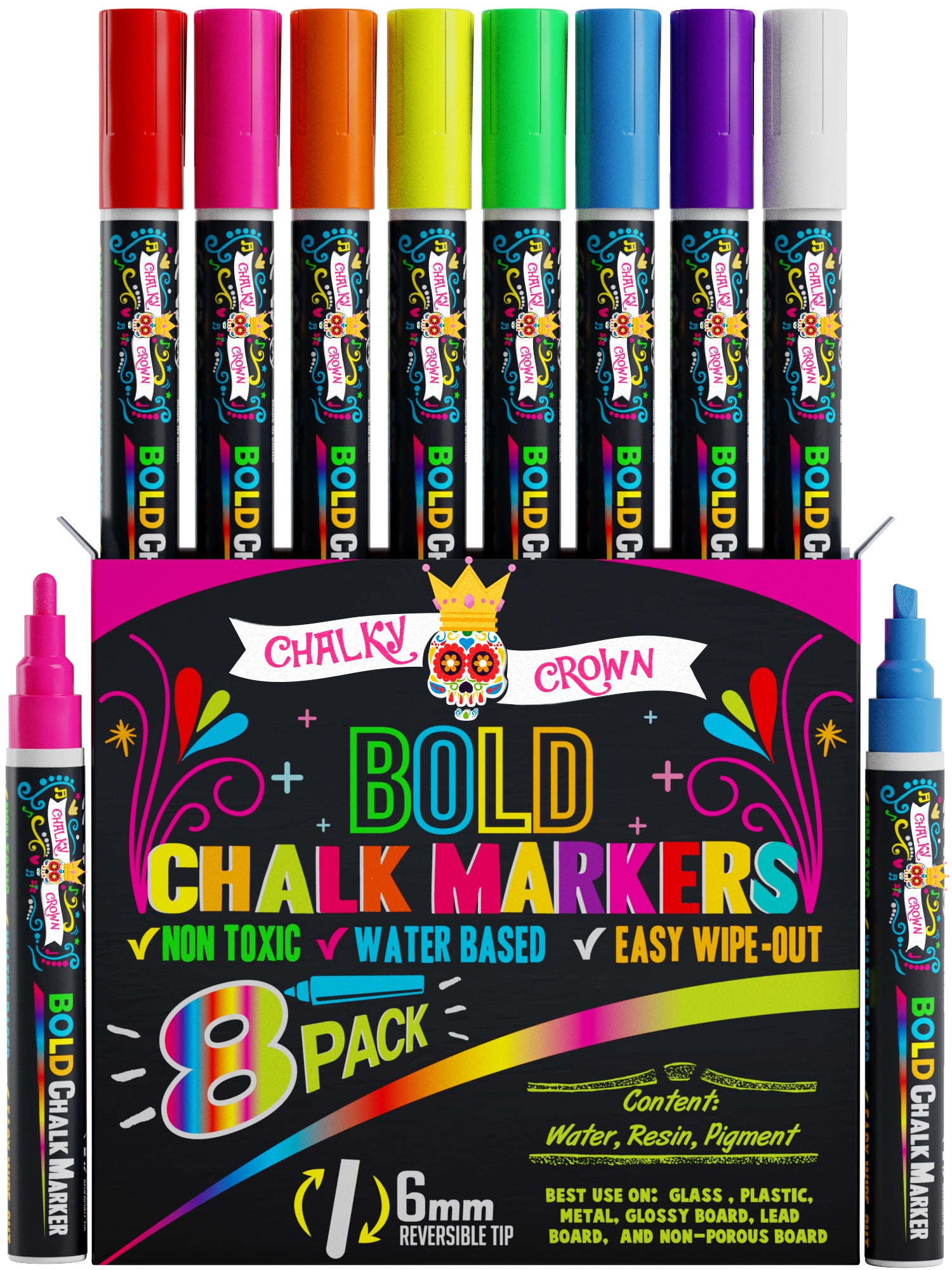 Liquid Chalk Markers for Blackboards (10 Neon Colors) - Chalkboard