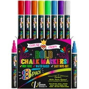 Chalky Crown - Bold Chalk Markers - Dry Erase Marker Pens - Reversible Tip -  8 Pack, 6 mm