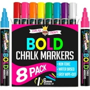 Chalky Crown - Bold Chalk Markers - Dry Erase Marker Pens - Reversible Tip - 8 Pack, 6 mm