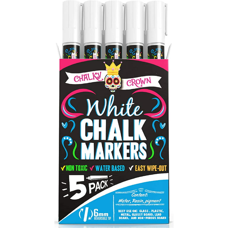 Chalk Markers 4ct Reversible Tips, 6mm White Liquid Chalk Markers white 6mm  