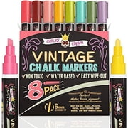 Chalky Crown - Liquid Chalk Markers for Signs, Windows, Blackboard, Glass - Reversible Tip (8 Pack, 6mm)