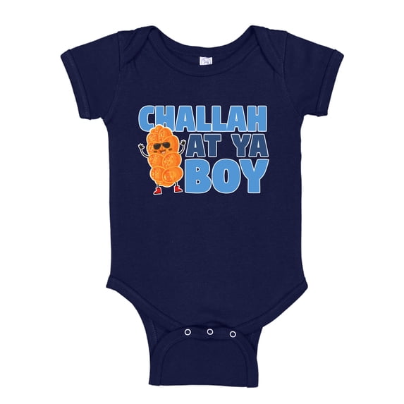 Challah At Ya Boy Baby Bodysuit One Piece NB Navy Blue