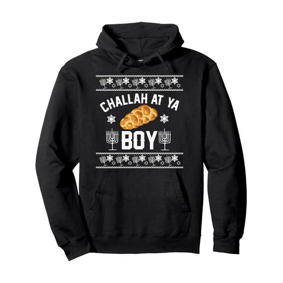 Challah at ya Boy Ugly Sweater funny Hanukkah matching gift Pullover Hoodie Celebrating Hanukkah Festive Design Best Gift to Men Women Dad Mom Friends