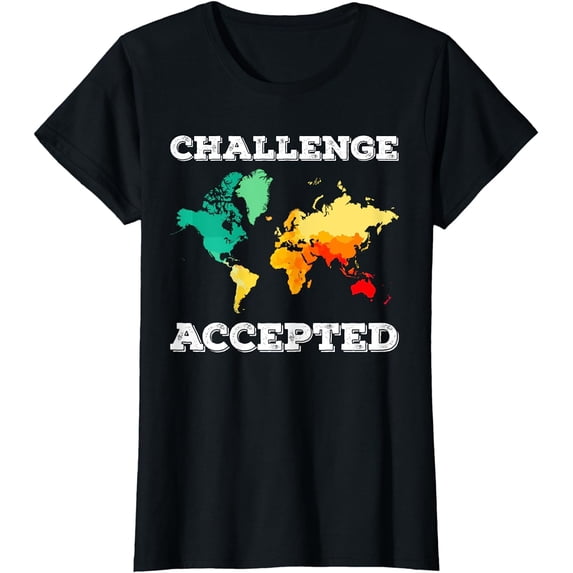 Challenge Accepted Map T Shirt | Travel World Traveler Shirt
