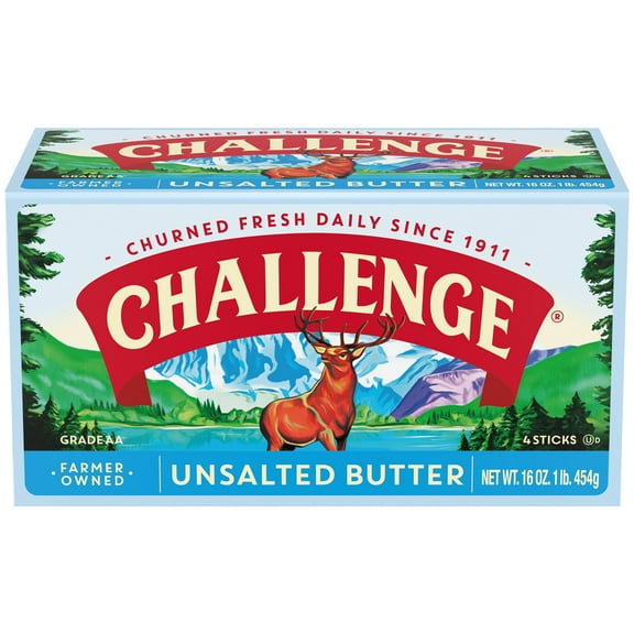 Challenge Butter, Unsalted Butter, 16 oz, 4 sticks