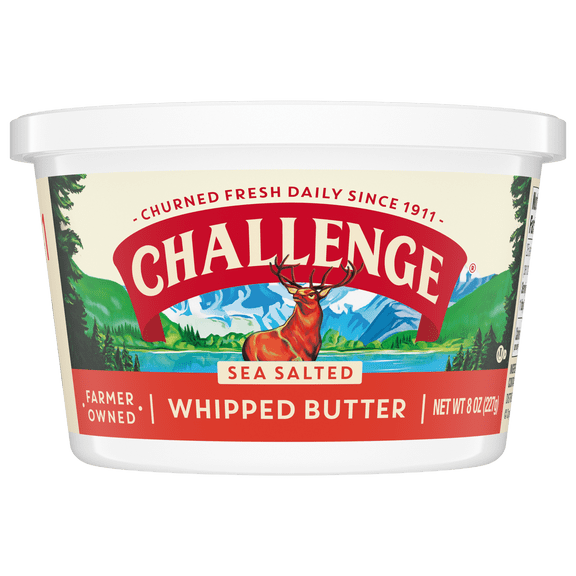 Challenge Butter, Whipped Butter with Sea Salt, 8oz Tub