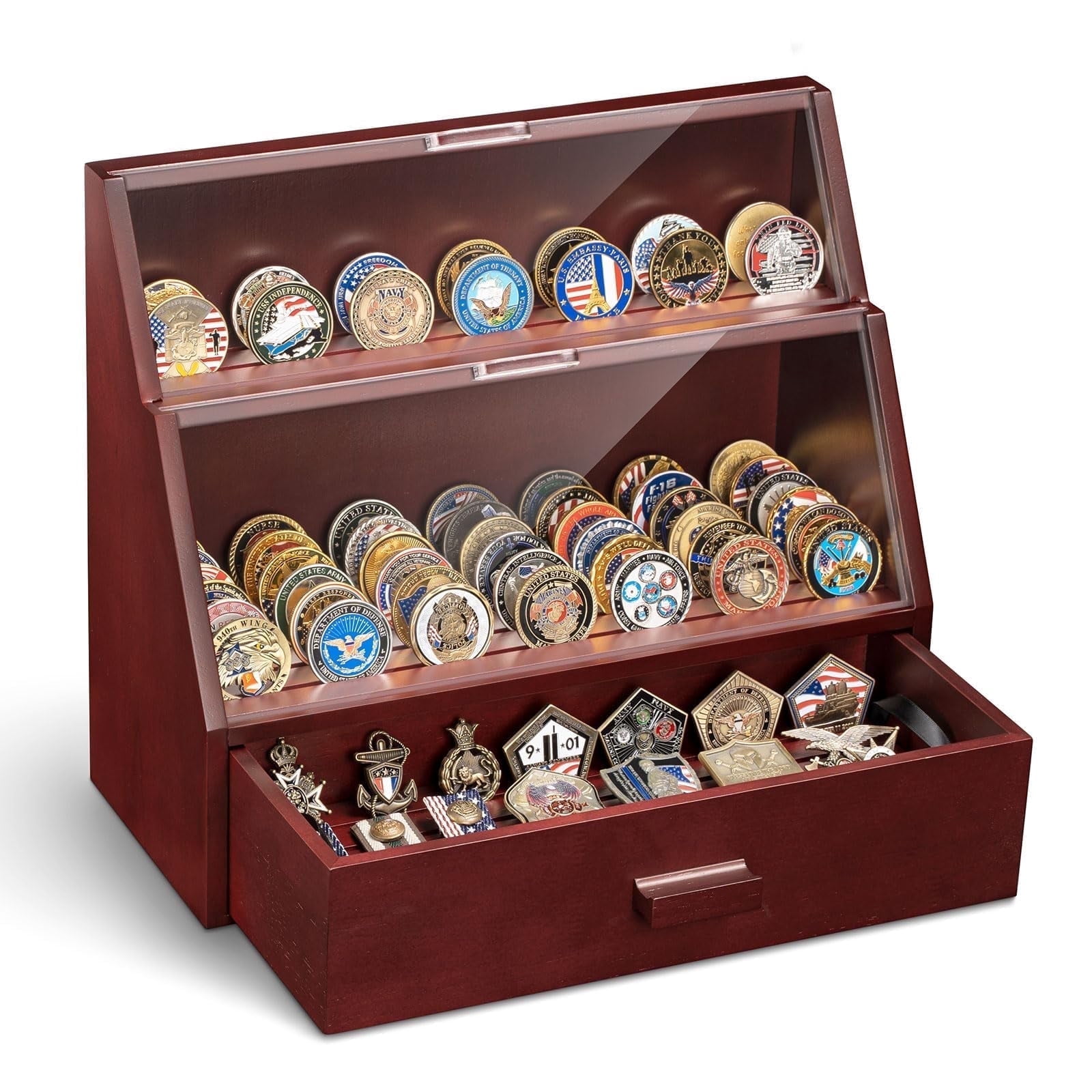 Challenge Coin Display Case,13 Row Military Medal Holder, Holds 100 ...