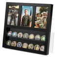 thumbnail image 1 of Challenge Coin Display Holder with Photo Frame Holds Three 6x4 Inch Photos & 17-30 Challenge Coin for Family Memories Collectors, 1 of 6
