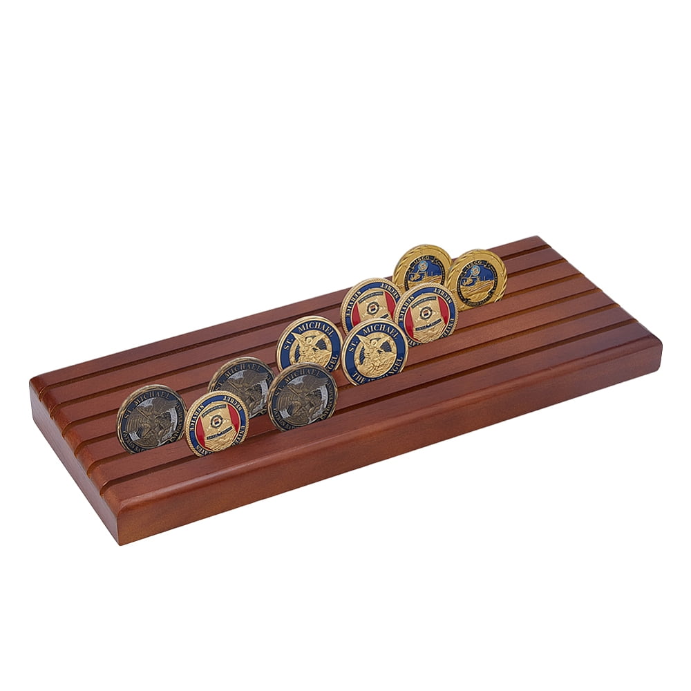 Challenge Coin Display Stand 6 Row Wood Coin Holder 13x5x1.3 Inch ...