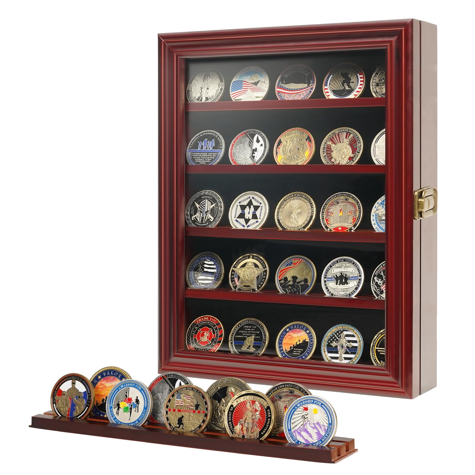 Challenge Coin Holder Display Case with HD Tempered Glass, Wooden ...
