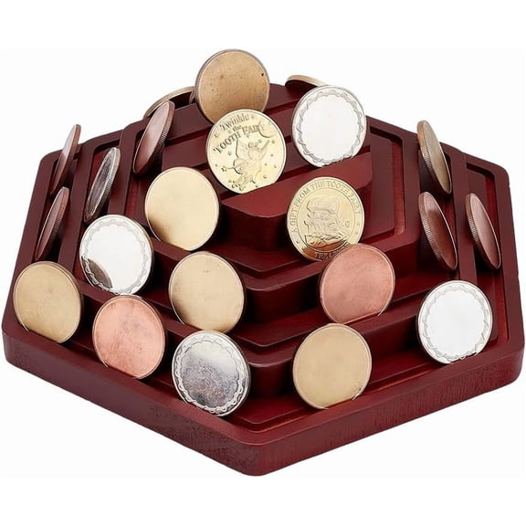 Challenge Coins Display Holder 4 Rows Wood Army Military Coin Holder Rack Coin Storage Organizer Shelf