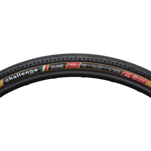 Challenge Dune Pro Tire: Handmade Clincher 700x33 300tpi Black/Tan