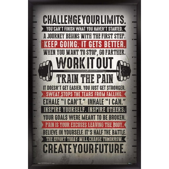 Challenge Your Limits Wall Poster, 14.725" x 22.375", Framed