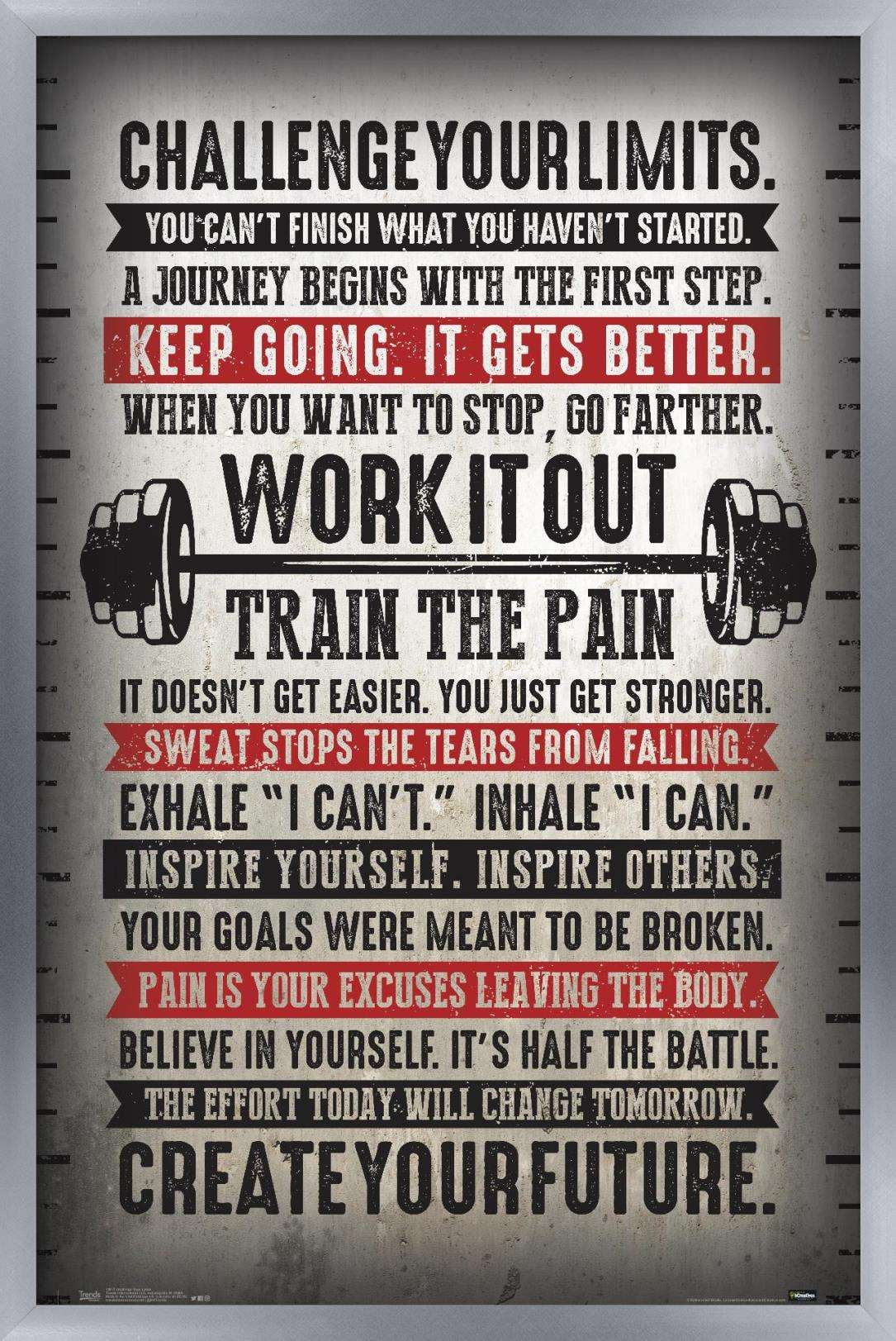 Challenge Your Limits Wall Poster, 14.725" x 22.375", Framed