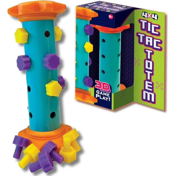 Challenge Your Mind with Tic Tac Totem 4x4: 3D Tic Tac Toe Travel Game & Brain Game for Strategy Enthusiasts, Ages 6+