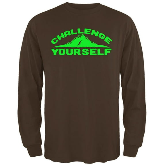 Challenge Yourself Mens Long Sleeve T Shirt Brown 2XL