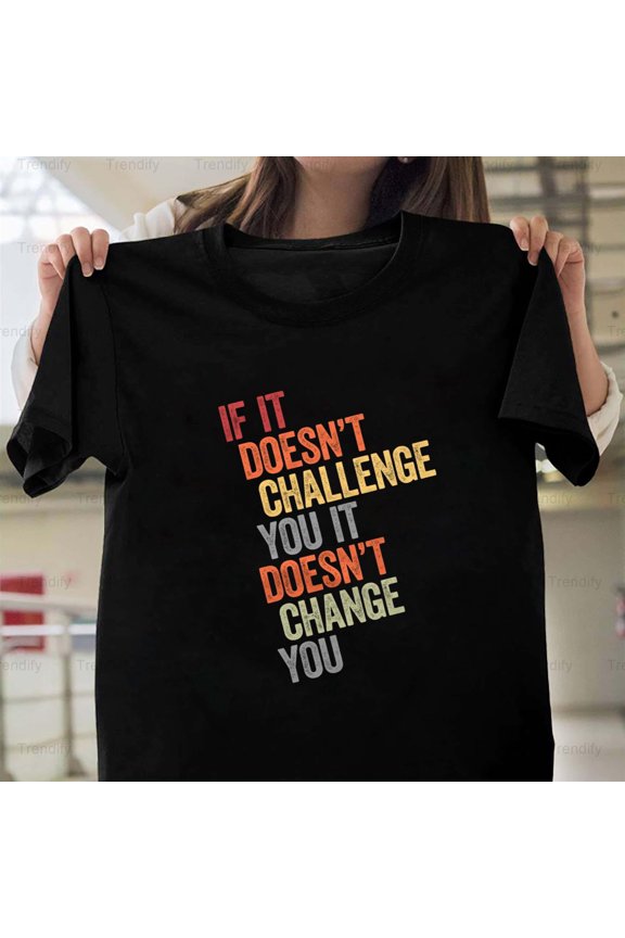 Challenge Yourself Motivational Quote Exercise Gym Unisex T-Shirt Y2134, Up to Size 5XL