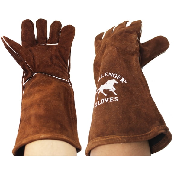 Challenger 15" Long Suede Leather Heat Resistant Welding Farrier Gloves 101TS02-15