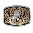 thumbnail image 1 of Challenger 2" Western Two-Tone Bull Rider Floral Engraved Belt Buckle 2811, 1 of 1