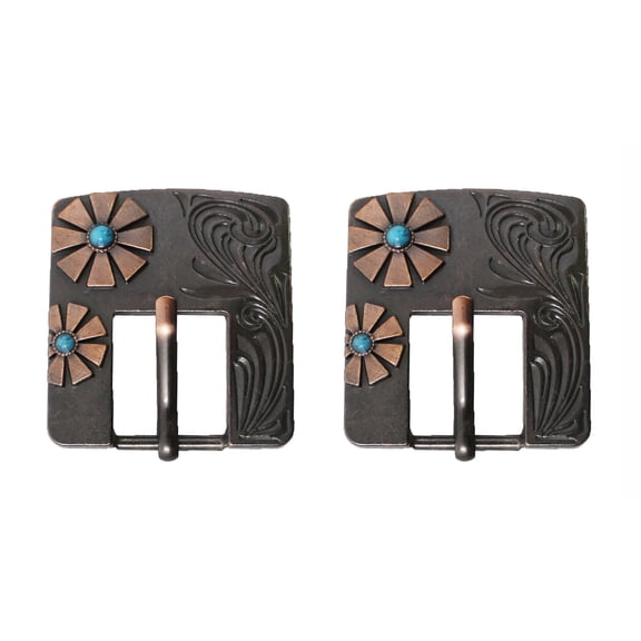 Challenger 3/4" Set of 2 Flower Engraved Western Horse Tack Bridle Buckles 5839
