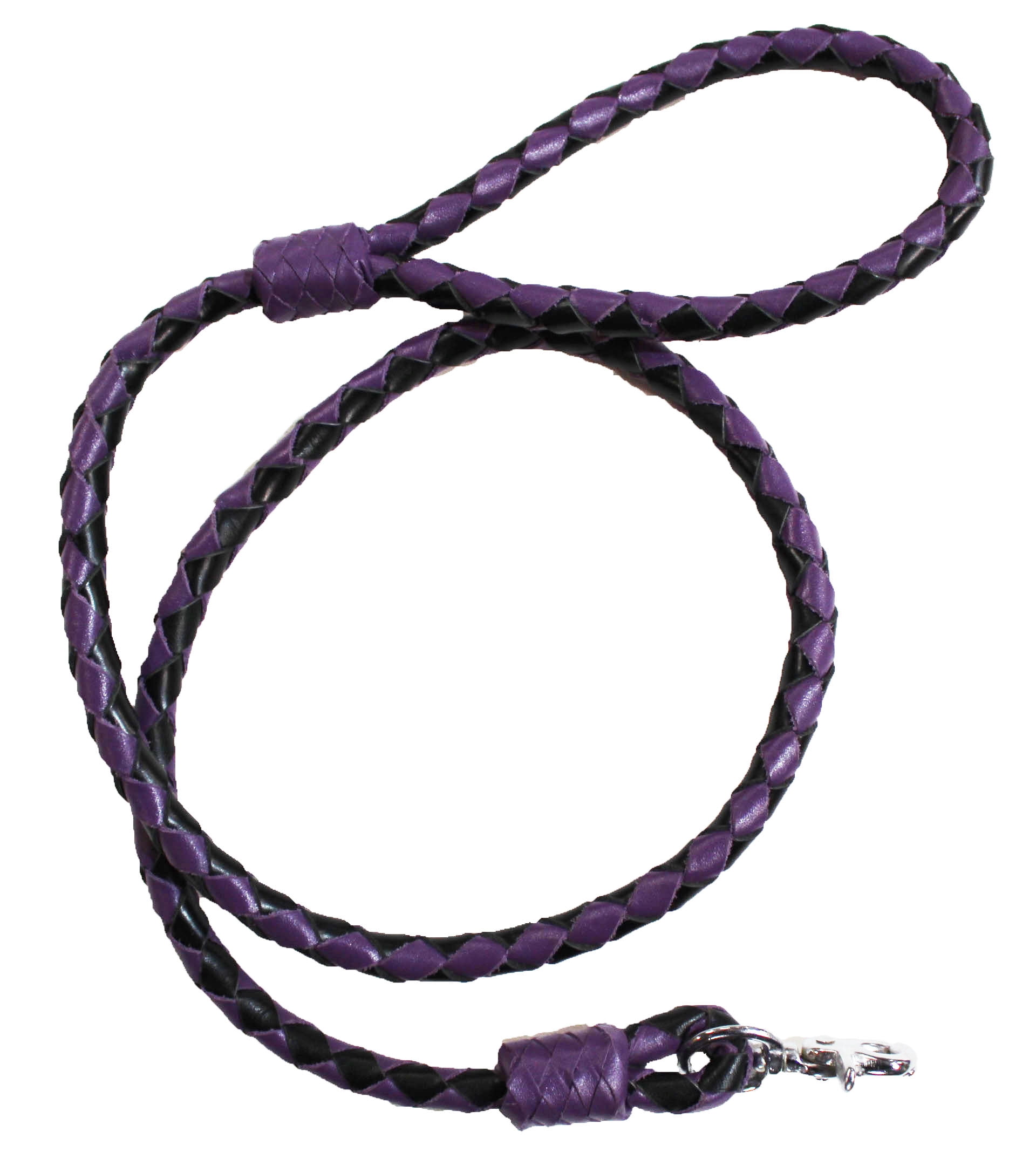 Challenger 6' Braided Leather Dog Collar Leash w/ Swivel Snap Purple 60007PR