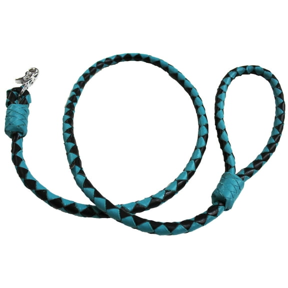 Challenger 6' Braided Leather Dog Collar Leash w/ Swivel Snap Turquoise 60007TR