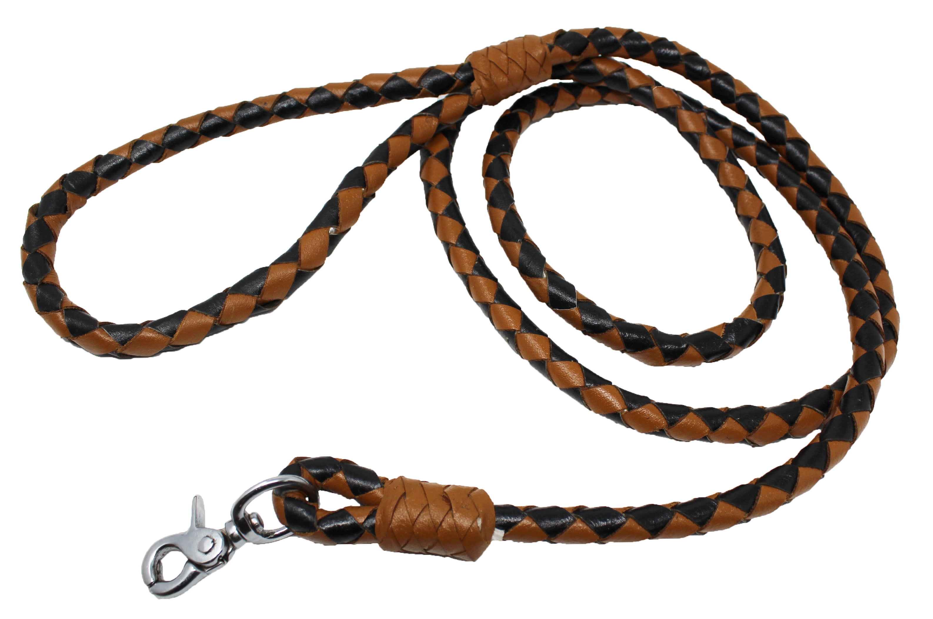 Challenger 6' Handmade Braided Two-Toned Leather Dog Collar Leash 60007TT