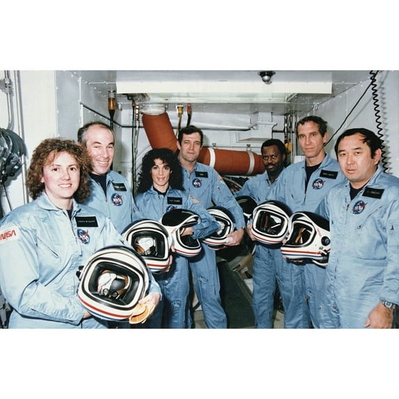Challenger Crew In Training Before Their Tragic Space Shuttle Mission. L-R Christa Mcauliffe History
