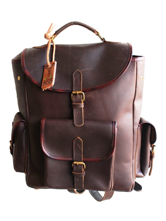 Full Grain Dark Brown Leather Backpack Multipurpose Travel Bag 18AA07DB