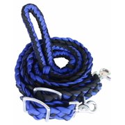Challenger Horse Nylon Braided 8 Ft. Roping Knotted Barrel Reins Royal Blue 60704
