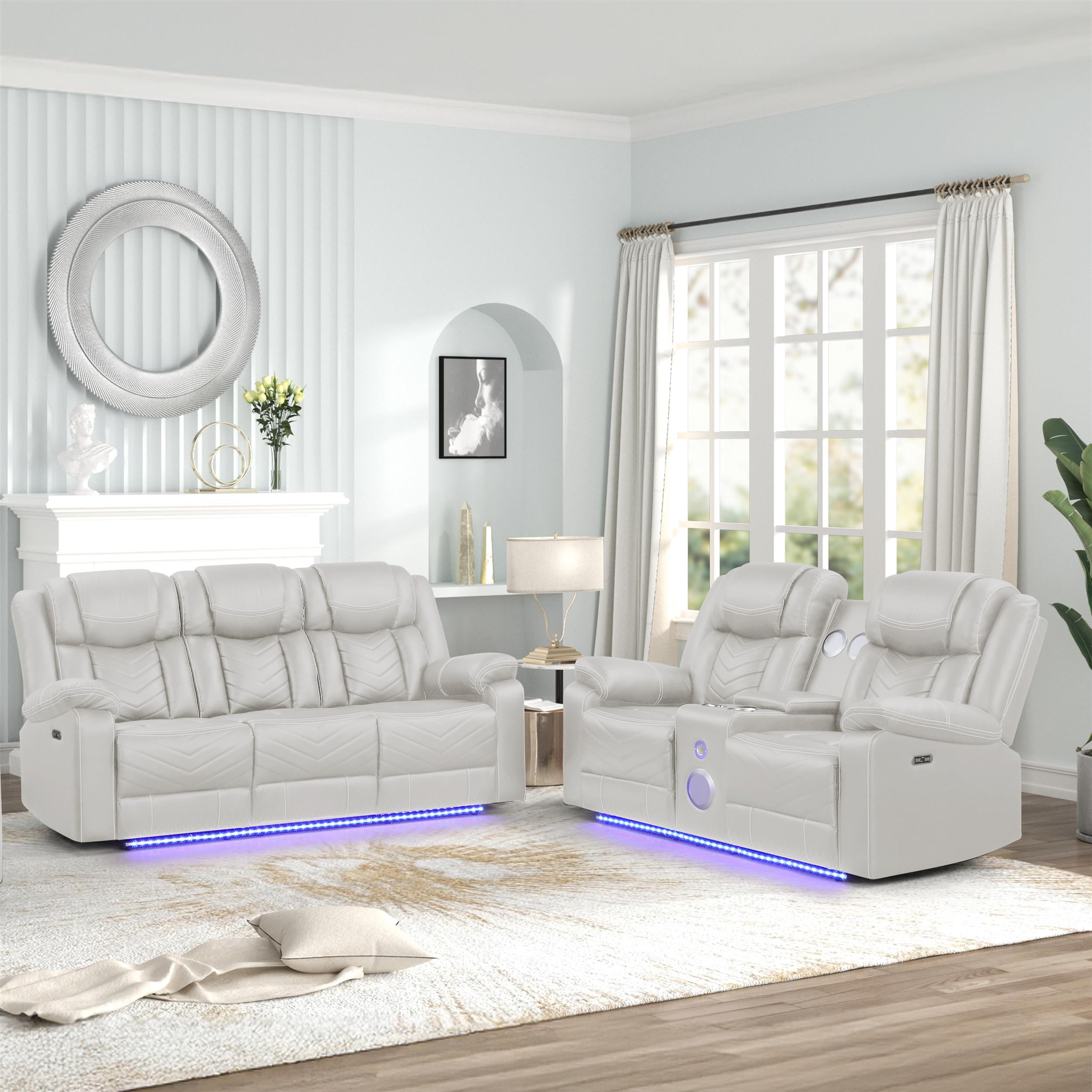 Challenger Modern 2PC(Sofa&Loveseat)made with metal frame in Beige