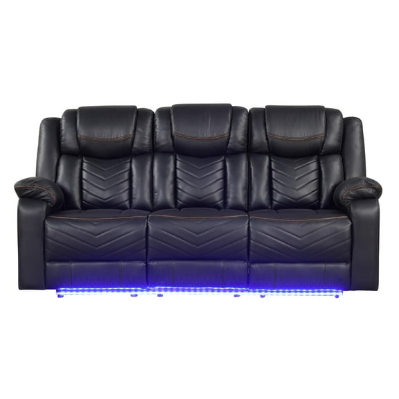 Challenger Modern LED Recliner Sofa made with wood and metal frame in Black