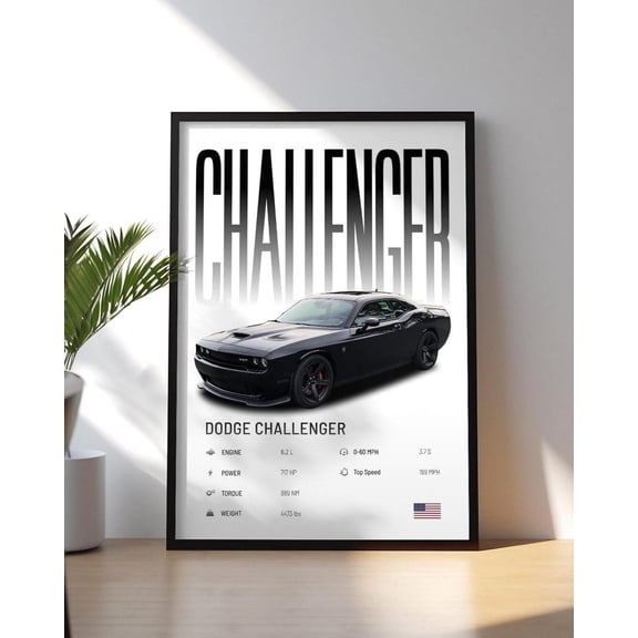 Challenger Poster, Hyper Car Art Print, Unframed Paper Poster 8x10in