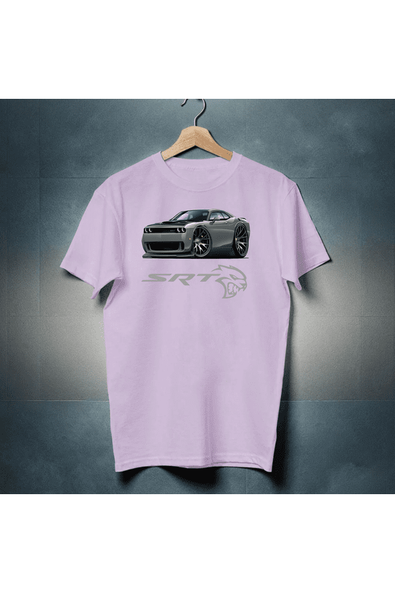 Challenger SRT HELLCAT CLASSIC GREY MUSCLE CAR DESIGN TSHIRT NEW