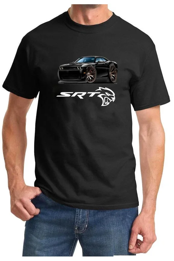 Challenger SRT Hellcat Classic Black Muscle Car Design Tshirt NEW