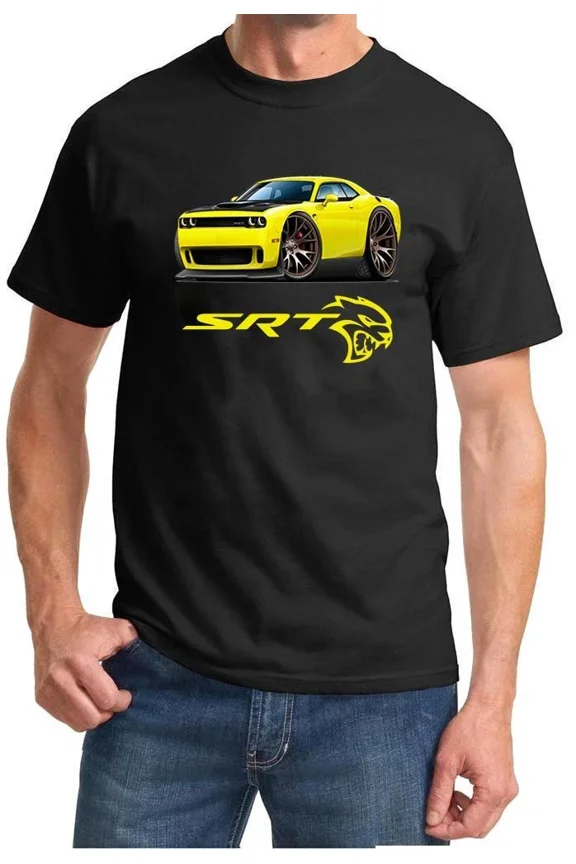 Challenger SRT Hellcat Classic Yellow Muscle Car Design Tshirt NEW