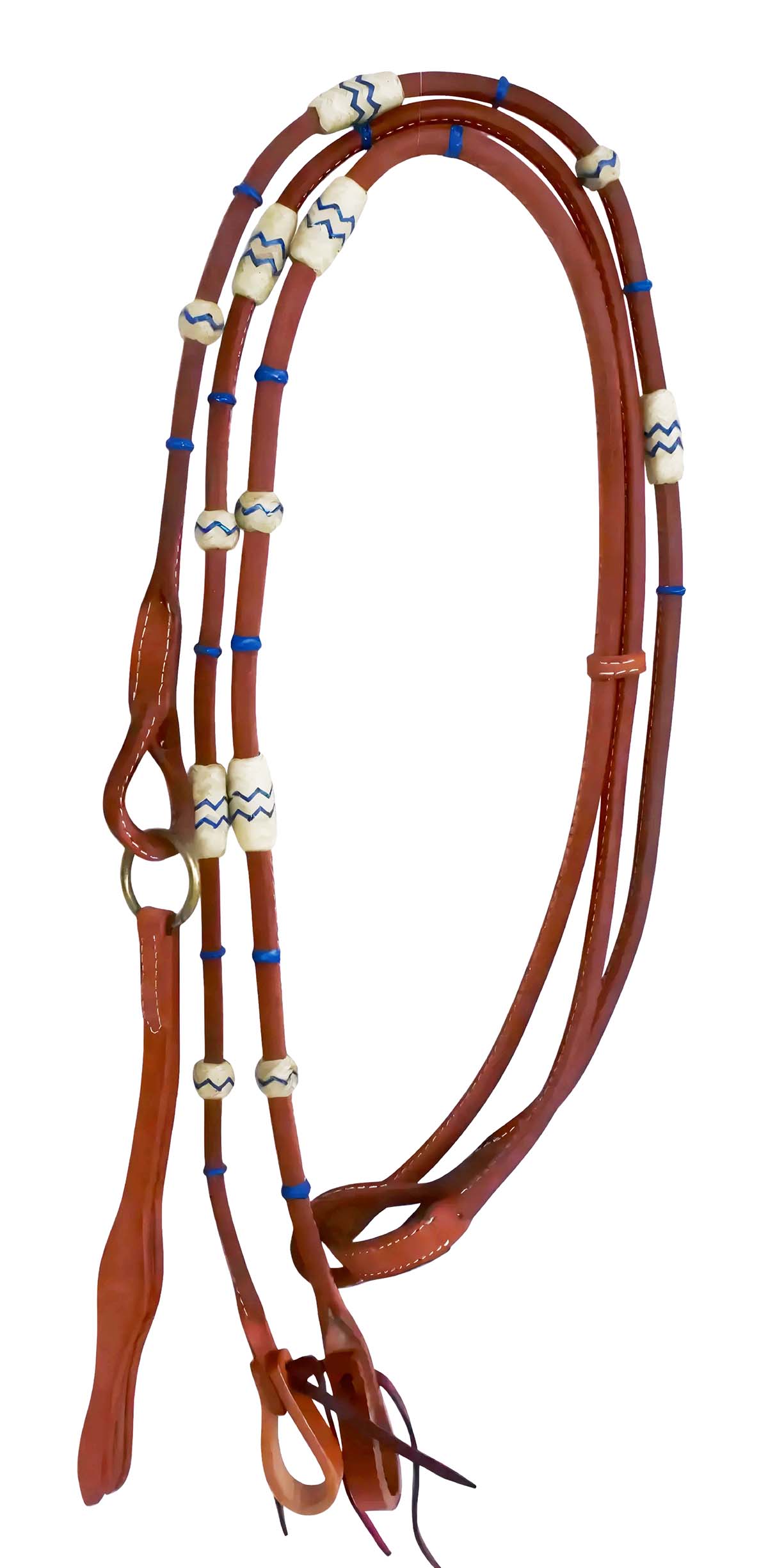 CHALLENGER Amish Made Horse Reins - Hermann Oak Leather Flat Romel Reins With Brass Hardware