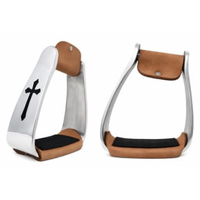 Challenger Western Angled Aluminum Saddle Stirrups w/ Black Cross Inlay 5173