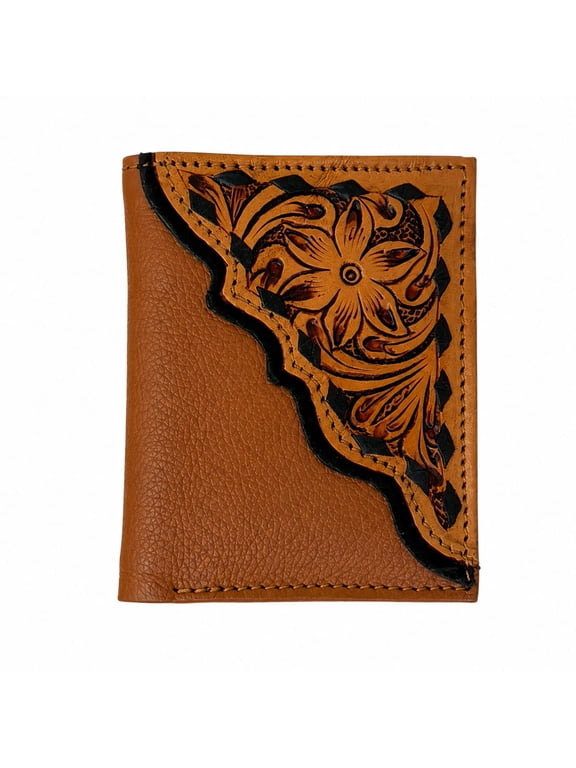 Challenger Western Floral Tooled Leather Bi-Fold Wallet Prairie Ridge Floral 18RSW505B