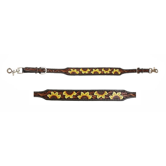 Challenger Western Tack Sunflower Tooled Leather Wither Breast Collar Strap 105HR14