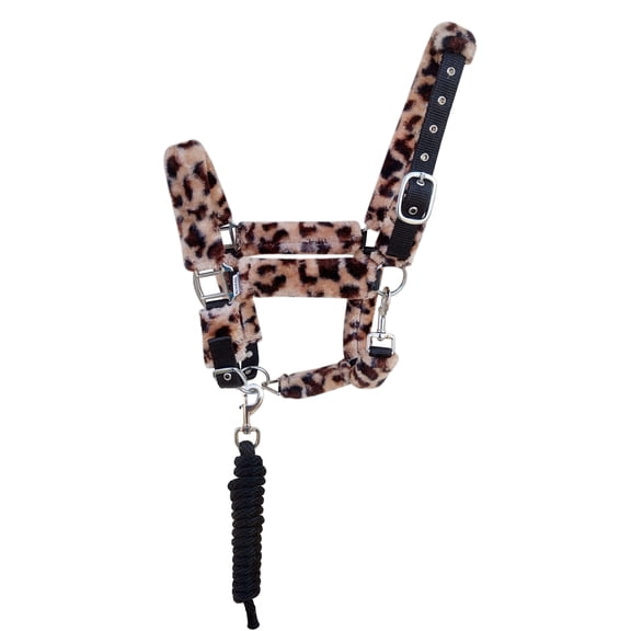 Challenger Wild Safari Fleece Padded Nylon Horse Halter with Lead Rope Average Horse 606RS01