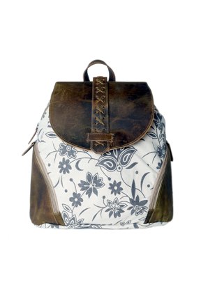 Challenger Women Canvas Handwoven Brown Leather Handbag Tote Backpack 17RT2120-204