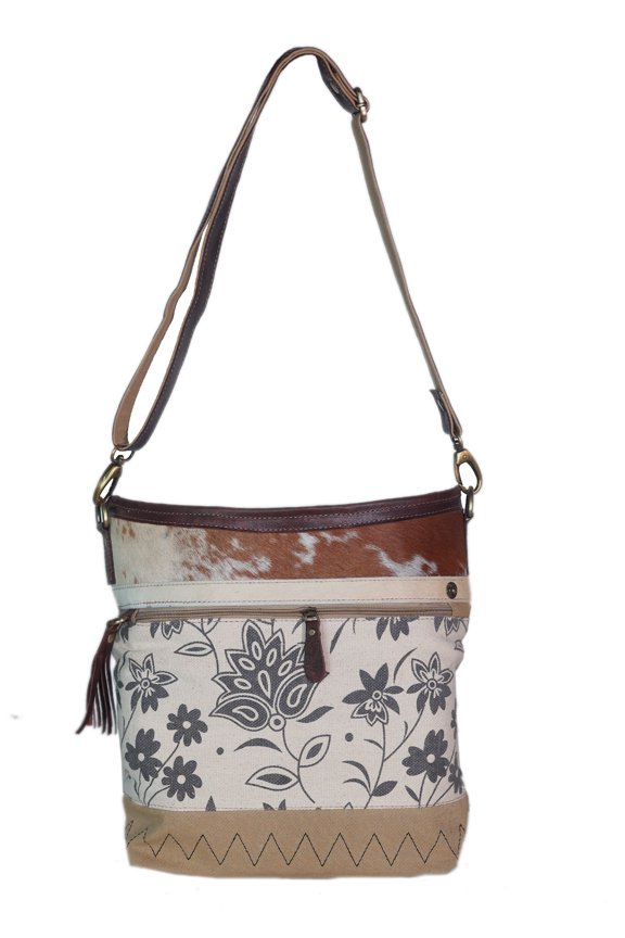 Women Canvas Handwoven Brown Leather Handbag Tote Purse 17RT2116-204