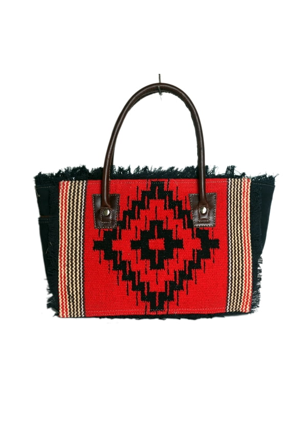 Challenger Women Canvas Handwoven Brown Leather Handbag Tote Purse 17RT2117-104