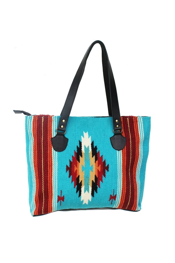Challenger Women's Handwoven Wool Rodeo Shoulder Handbag Tote Purse Turquoise 103RT11
